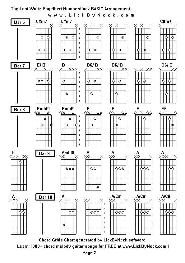 Chord Grids Chart of chord melody fingerstyle guitar song-The Last Waltz-Engelbert Humperdinck-BASIC Arrangement,generated by LickByNeck software.